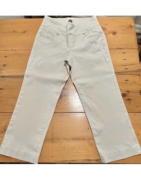 JAG Crop Pants - Light Tan Stretch Pull On Elastic Waist Pockets Capri Cropped
